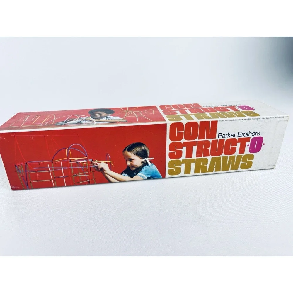 Vintage 1974 Parker Brothers‎ Constructo Straws Toy Building Game
